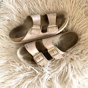 Birkenstock Arizona Washed Metallic Rose Gold 39